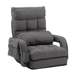 「4月6日再入荷予定」全新品 座椅子 リクライニング 14段ギア リクライニングチェアー ファブリック 座イス おしゃれ 椅子 チェアー いす イス コンパクト【ダークグレー】