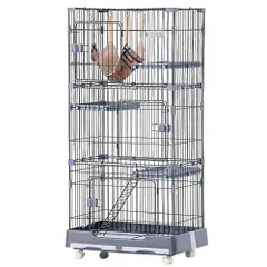 「新入荷」 ペットケージ 全新品 キャスター付 猫ゲージ 大型 多頭飼い ネコドア キャットハウス 1段2段3段可能 留守番 保護 脱走防止 おしゃれ (3段,グレー) 1年保証付きのサムネイル