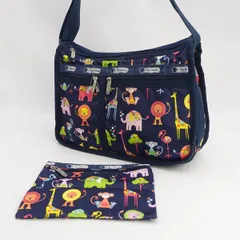 LESPORTSAC / レスポートサック ◆ショルダーバッグ/アニマル柄/動物柄/ナイロン/ネイビー×マルチカラー 【バッグ/バック/BAG/鞄/カバン】 レディースファッション【中古】 