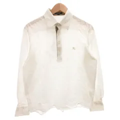 バーバリー ロンドン BURBERRY LONDON ポロシャツ ホースロゴ刺繍 ノバチェック切替 長袖 L 白 ホワイト /FF ■GY18