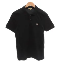 バーバリー ロンドン BURBERRY LONDON ポロシャツ 鹿の子 ホースロゴ刺繍 ノバチェック切替 S 紺 ネイビー /FF ■GY06