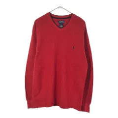 Polo by Ralph Lauren ポロ ラルフローレン Vネック 長袖サーマルＴシャツ レッド(メンズ L)中古 古着 X3951