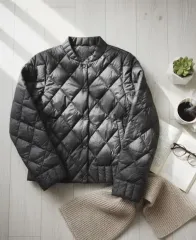 レディース軽量ダウン キルティングアウター ブラック 66 ライトダウン