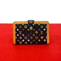極 美品 LOUIS VUITTON ルイヴィトン ポルトモネ ビエ ヴィエノワ モノグラム マルチカラー レザー 二つ折り 財布 ブラック 97878