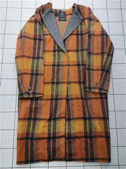 ◇ ⊇ ダブルクローゼット w closet チェック柄ロングコート オレンジ系 レディース F E  【1602040013553】