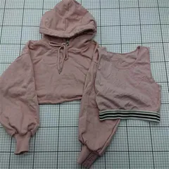 ◇ Θ ピンク系クロップドパーカー＆タンクトップセット レディース Fサイズ E  【1602040013843】