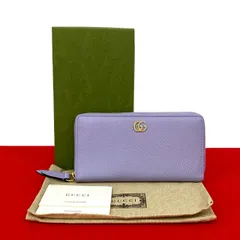 未使用保管品 箱 袋付き GUCCI グッチ ダブルG ジップアラウンド ウォレット レザー 本革 長財布 札入れ 小銭入れ パープル 2438b