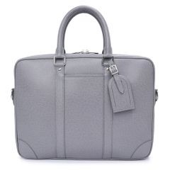 Louis Vuitton M11659 Porte-Document Voyage PM Taiga Grilloche Grey Briefcase, Business Handbag, Leather, Silver Hardware (Unused, Display Item)