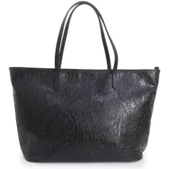 エトロ 1D088 ペイズリー レザー ブラック ピンク トート ハンドバッグ ゴールド金具 ETRO（未使用　展示品）