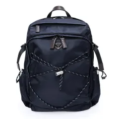 プラダ 2VZ122 スピードロック ナイロン レザー ネイビー リュック デイパック バックパック トライアングル 三角ロゴ プレート シルバー金具 PRADA（新品・未使用品）