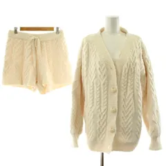 ジェラートピケ gelato pique 22AW バレンタイン スフレハートアランカーディガン ショートパンツ セットアップ 長袖 ケーブルニット ルームウェア F アイボリー PWNT221047 PWNP221049 /KU