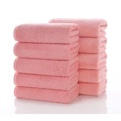 スポーツ サロン エステ 家庭 人気 業務用 耐久性 速乾 高速吸水 柔らか肌触り ホテル仕様 (ピンク) 約35X75cm 10枚セット タオル マイクロファイバー フェイスタオル