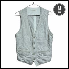 【Audrey and John Wad】日本製 リネン混 ジレベスト アイボリー M オードリーアンドジョンワッド