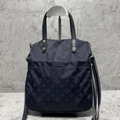 極美品　ラシット　2way 縦型　ショルダーバッグ　ショルダーバッグに変更可能なポーチ付き　ナイロン　モノグラム　ネイビー　紺色