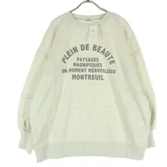 未使用 earth music&ecology アースミュージックアンドエコロジー プリント 長袖 バルーン袖 丸首 スウェット トレーナー F グレー レディース 古着