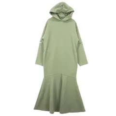 美品 emmi エミ 長袖 フーディーカット ロングワンピース 0 ライトカーキ マーメイドシルエット レディース 古着