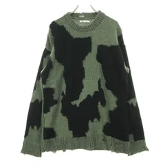 ZARA ザラ ウール混 バイカラー 長袖 ダメージ加工 ニット XL グレー レディース 古着