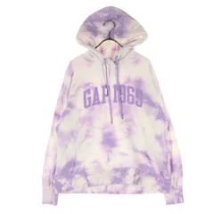 美品 GAP ギャップ タイダイ柄 ロゴプリント 長袖 スウェットパーカー M パープル レディース 古着