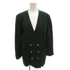 レリアン Leilian テーラードジャケット ダブル ノーカラー ウール 9 緑 グリーン /FF ■GY99