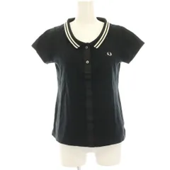 フレッドペリー FRED PERRY ポロシャツ カットソー S 黒 ブラック ライン入り襟 半袖 /HN
