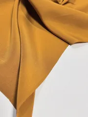 M075 正絹　精華無地八掛　洗い張り 金茶系 ハギレ　ハンドメイド　18cm幅