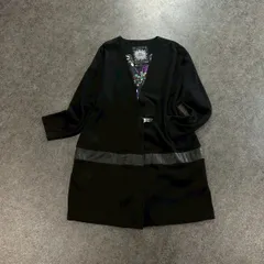 Dw2R ディダヴルトゥアール センソユニコ コート ジャケット Vネック ストレッチ 内側花柄 ブラック 黒 レディース