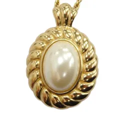 クリスチャンディオール Christian Dior ネックレス アクセサリー ペンダント フェイクパール ロゴ 刻印 ゴールド色 ■GY17 /MQ ■OH