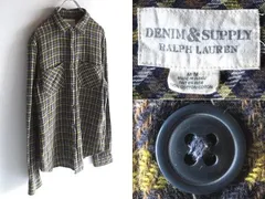DENIM&SUPLLY RALPH LAUREN デニム&サプライ ラルフローレン ロゴピスネーム コットン チェックシャツ ネルシャツ M ブラウン 茶黄 USA企画