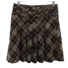 BURBERRY LONDON BLUE LABEL バーバリー ロンドン ブルーレーベル 日本製 チェック柄 ミニ丈 プリーツスカート 38 ブラウン 三陽商会 レディース 古着