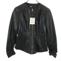 ZARA ザラ 未使用 フェイクレザー ジャケット S ブラック タグ付き レディース 古着