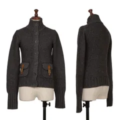 ラルフローレンRALPH LAUREN カシミヤウールポケットデザインニットジャケット チャコールM