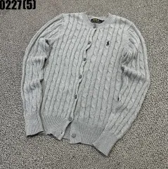 ポロラルフローレン ケーブルニット カーディガン グレーM 0227