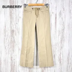 BURBERRY BLUE LABEL バーバリーブルーレーベル ホースロゴ刺繡 センタープレス ストレッチ カジュアルパンツ ベージュ