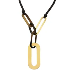エルメス HERMES ネックレス イスム バッファローホーン GP ベージュXゴールド オーバル ロングネックレス  【箱】【中古】