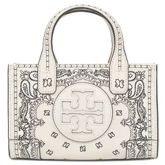 トリーバーチ TORY BURCH 2WAYバッグ ペイズリー柄 ミニ トート レザー アメリカーナ バンダナ シルバー金具 ショルダーバッグ アイボリー 白 【中古】