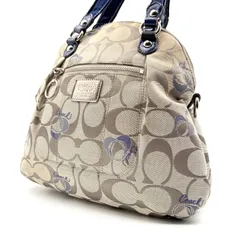 COACH y2k poppy signature handbag コーチ ポピー シグネチャー ハンドバッグ キャンバスレザー素材 グレーネイビー