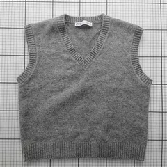 ◇ Θ ザラ ZARA グレー系 ニットベスト Vネック Mサイズ メンズ E  【1602040064548】