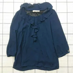 ◇ Θ ミッシュマッシュ MISCH MASCH フリルネックブラウス ネイビー系 M レディース E  【1602040066801】