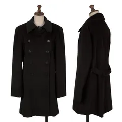 アニエスベーagnes b. アンゴラ混ステンカラーダブルコート 黒M位