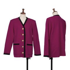 イヴサンローランYves Saint Laurent ウールパイピング切替ノーカラー