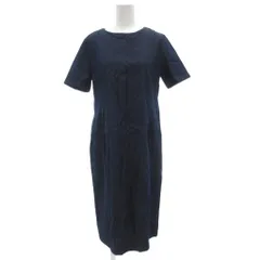 インディヴィ INDIVI ワンピース 36 半袖 ひざ丈 ダークインディゴ /AE ■GY06