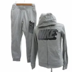 ナイキ NIKE スポーツウエア スウェット セットアップ 上下 パーカージャケット ミドル丈 裏起毛 ジョガーパンツ アンクル丈 S グレー ロゴ プリント /SM9 ■ECB001