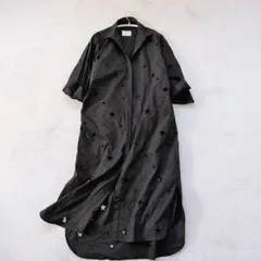 グレースクラス Grace Class 星柄 カットワーク ワンピース 36 黒 ブラック 刺繍 ロング シャツワンピース 羽織り