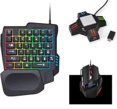 片手キーボード マウス コンバーター セットこんばーたーswitch用 Switch/PS4/Xbox One対応 日本語説明書付き RGBゲーミングキーボード ゲーミングマウス 接続アダプター FPS/TPS/RPG/RTSなどに最適 マウスパッド付き