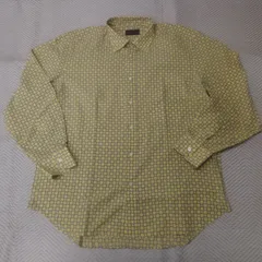 美品　Brioni　ブリオーニ　イタリア製　コットン100%　総柄　ロープ柄　長袖　シャツ　イエロー系　43/17サイズのサムネイル