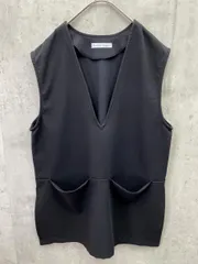 BONJOUR SAGAN ボンジュールサガン ディープVネック フロントポケット サイドスリット ベスト sizeF/黒  ■◆ レディース