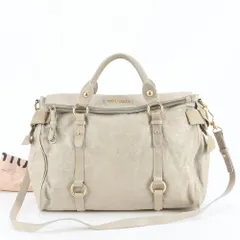 美品 ミュウミュウ ヴィッテロリュクス レザー 2WAY ショルダーバッグ 斜め掛け クロスボディ ハンド トート レディース REE DL46-7【中古】