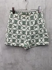 ZARA ザラ 刺繍 総柄 ハイウエスト ショート パンツ sizeUSA XS/白ｘ緑 ■◆レディース