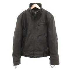 liugoo leathers ライダースジャケット シングル カウレザー 牛革 インナー付き LL 黒 ブラック /JS ■GY01