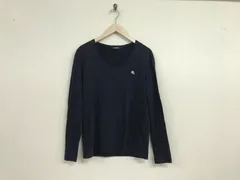 本物バーバリーブラックレーベルBURBERRY BLACKLABELコットンVネック柄ロゴ刺繍長袖ロンTシャツメンズサーフアメカジミリタリーワークスケーターストリートビジネススーツゴルフ黒ブラック2M